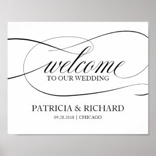 Willkommen auf unserer Hochzeit Schwarzes Schrift  Poster