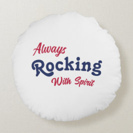 Willkommen auf unserer Veranda / immer / rot weiß  Rundes Kissen