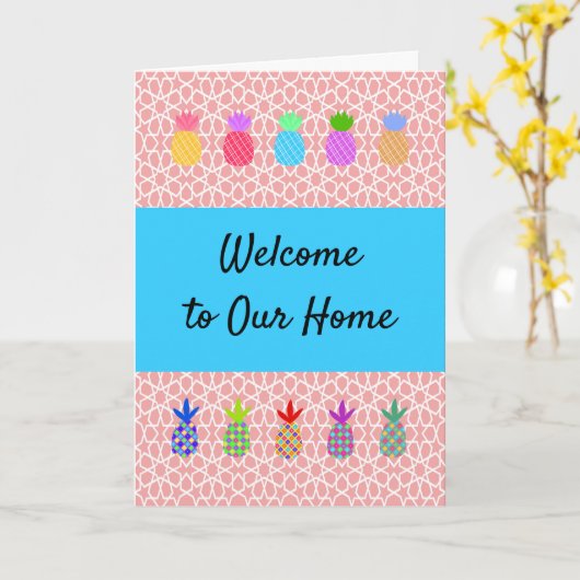 Willkommen auf unserer Zuhause Card mit Ananas Karte (Gelbe Blume)