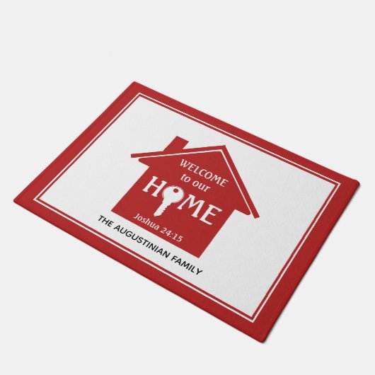 WILLKOMMEN AUF UNSERER ZUHAUSE FUßMATTE (Schrägansicht)