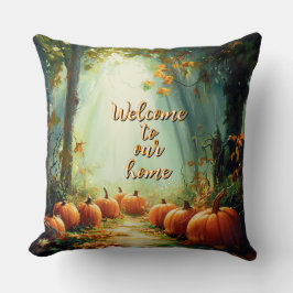 "Willkommen auf unserer Zuhause", Hübscher Pumpkin Kissen