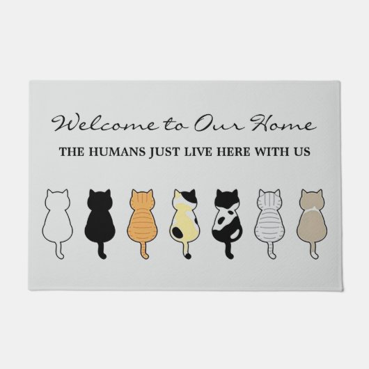 "Willkommen auf unserer Zuhause"-Katze Fußmatte (Vorderseite)