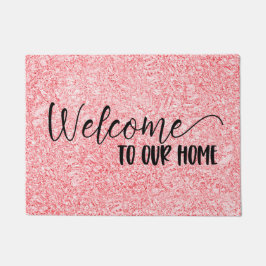 Willkommen auf unserer Zuhause | Rose Rosa Fußmatte