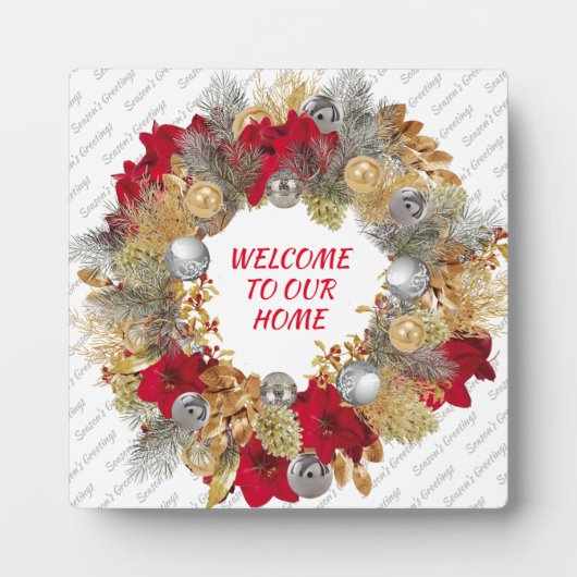 WILLKOMMEN AUF UNSERER ZUHAUSE | Weihnachten Fotoplatte (Vorderseite)