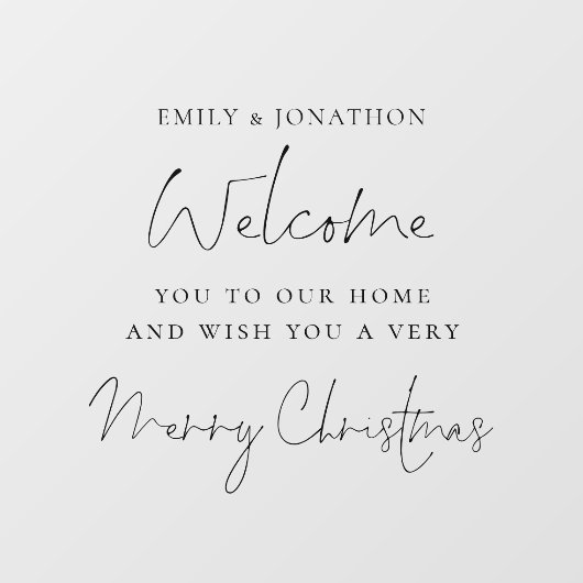 Willkommen auf Zuhause Script Frohe Weihnachten Fensteraufkleber (Blatt)
