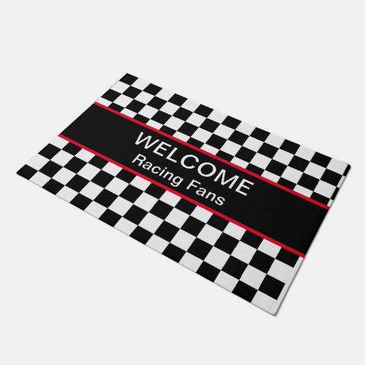 Willkommen Auto Racing Fans Fußmatte (Schrägansicht)
