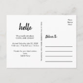 Willkommen | Baby Birth Announction Postcard Ankündigungspostkarte (Rückseite)