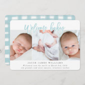 WILLKOMMEN BABY BLAUE ANKÜNDIGUNG (Vorne/Hinten)