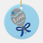Willkommen Baby Blue Rattle Birth Stats Name Keramik Ornament (Hinten)