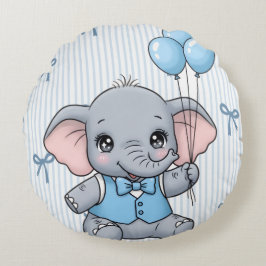 Willkommen Baby Boy Elefant Dusche Tag Rundes Kissen