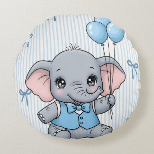 Willkommen Baby Boy Elefant Dusche Tag Rundes Kissen