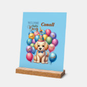 Willkommen Baby Boy Welpe Hund und Balloons Design Acrylschild (Winkel)