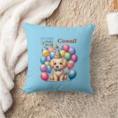 Willkommen Baby Boy Welpe Hund und Balloons Design Kissen (Decke)