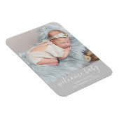 Willkommen, Baby | Graues Birth Announcement Foto Magnet (Rechte Seite)