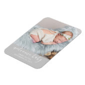 Willkommen, Baby | Graues Birth Announcement Foto Magnet (Linke Seite)