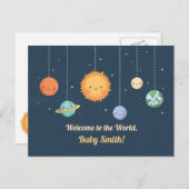 Willkommen Baby in der Weltsonne und dem Planeten  Postkarte (Vorne/Hinten)