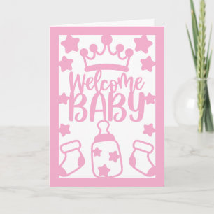 Willkommen Baby in Rosa (kann angepasst werden) Karte