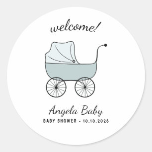 Willkommen bABY Kinderwagen Babysitter Tagesbetreu Runder Aufkleber