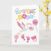 Willkommen Baby Mädchen Karte (Gelbe Blume)