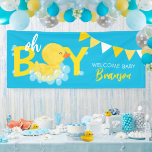 Willkommen Baby Name Junge Gummiente Baby Shower Banner