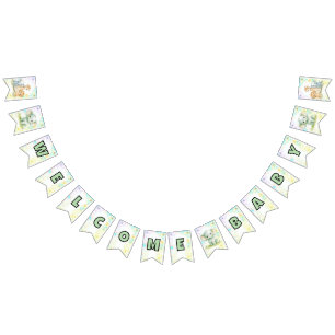Willkommen Baby Neutrale Safari-Tiere Baby Shower Wimpelkette