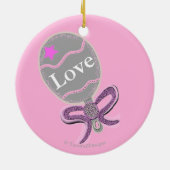 Willkommen Baby Pink Rattle Birth Stats Keramik Ornament (Hinten)