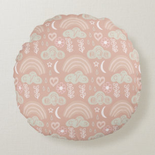 Willkommen Baby Pink Rundes Kissen