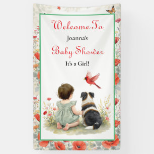 Willkommen Baby Shower Baby und Welpe Banner