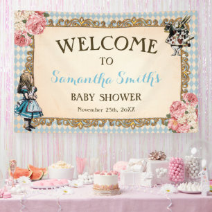 Willkommen Baby Shower Banner Vintage Alice