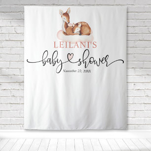 Willkommen Baby Shower Pinke Wolken Kulisse Reh Wandteppich