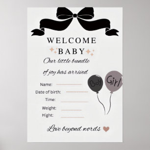 Willkommen Baby Shower Poster mit Ballons Junge &