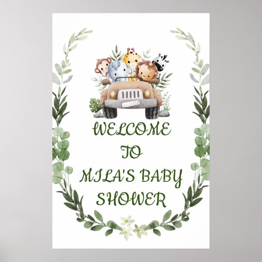 WILLKOMMEN BABY SHOWSIGN, SAFARI-ABENTEUER POSTER (Vorne)