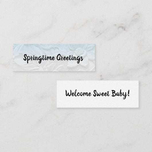 Willkommen Baby/Springtime Grüße Mini Busin Mini Visitenkarte (Vorne/Hinten)