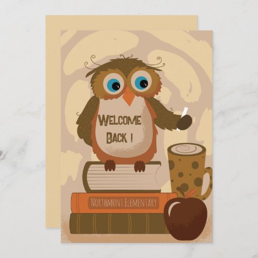 Willkommen Back Brown Owl Teacher Einladung (Vorne/Hinten)