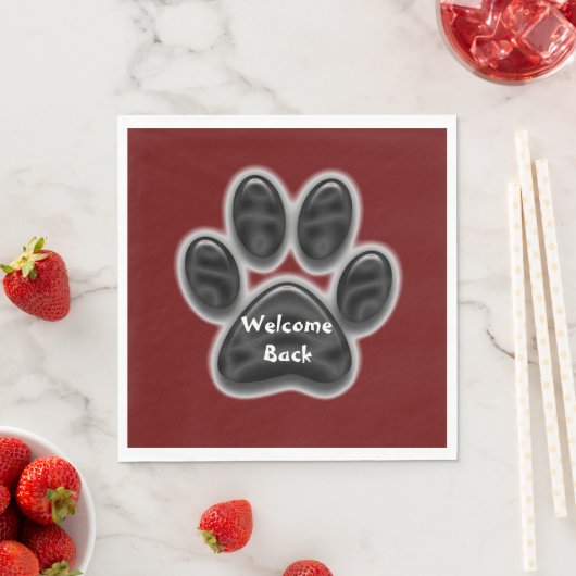 Willkommen Back Paw Print Dog Lover Tier Serviette (Beispiel)