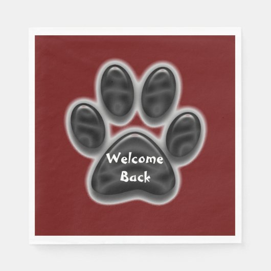 Willkommen Back Paw Print Dog Lover Tier Serviette (Vorderseite)