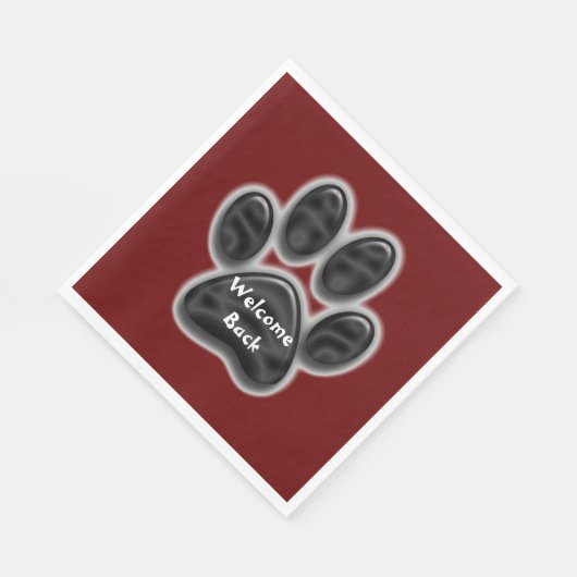 Willkommen Back Paw Print Dog Lover Tier Serviette (Ecke)