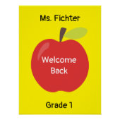 Willkommen Back Red Apfel mit Lehrer und Klasse Poster (Vorderseite)