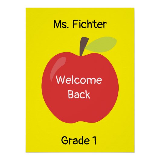 Willkommen Back Red Apfel mit Lehrer und Klasse Poster (Vorderseite)