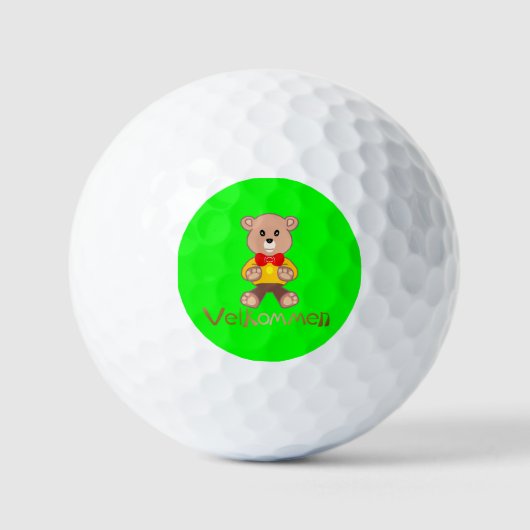 Willkommen Bär Apfel Grün Willkommen Golfball (Vorderseite)