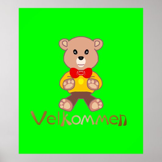 Willkommen Bär Apfel Grün Willkommen Poster (Vorne)