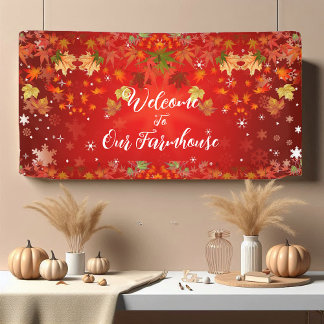Willkommen Bauernhof Herbst Farbe Ahornblätterblat Banner