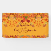 Willkommen Bauernhof Herbstfarben Ahorn Blätter He Banner (Horizontal)