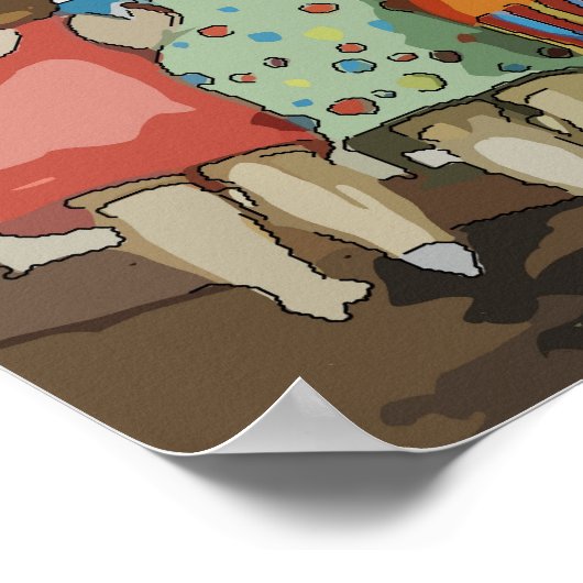 Willkommen Beach Cartoon Poster (Ecke)