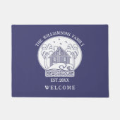 Willkommen Beach House Familie Name Blau Fußmatte (Vorderseite)