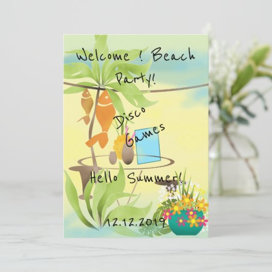 Willkommen! Beach Party Einladung (Stehend Vorderseite)