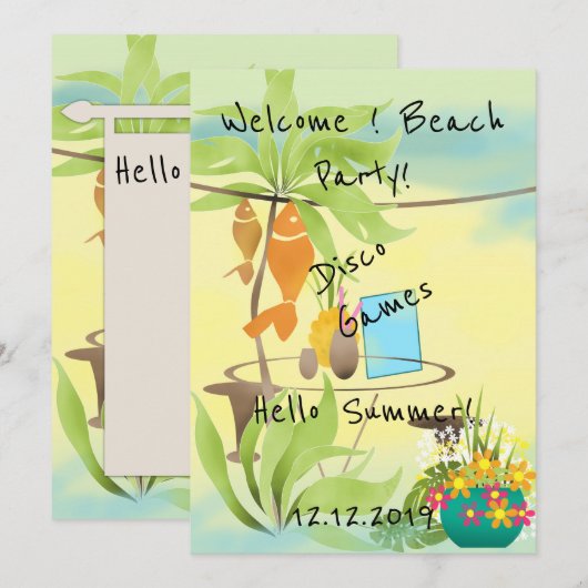 Willkommen! Beach Party Einladung (Vorne/Hinten)