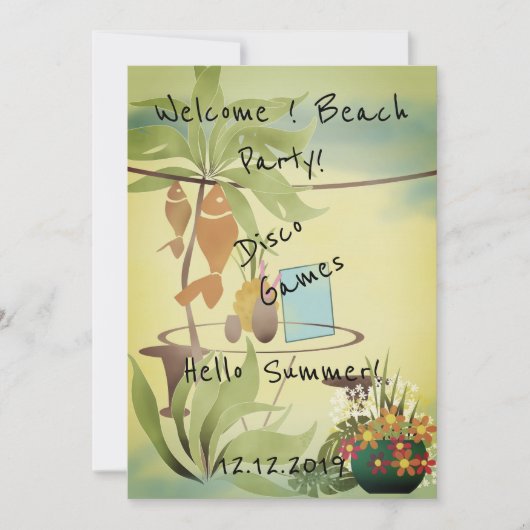 Willkommen! Beach Party Einladung (Vorderseite)