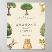 Willkommen bei Boho Woodland Animals Baby Shower Poster (Vorne)