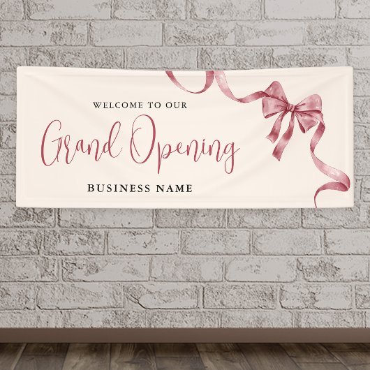 Willkommen bei Business Grand Opening Modern Ribbo Banner
